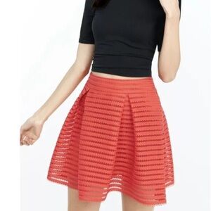 NWT Express Coral High Waist Mesh Pleated Skirt Women's size 12